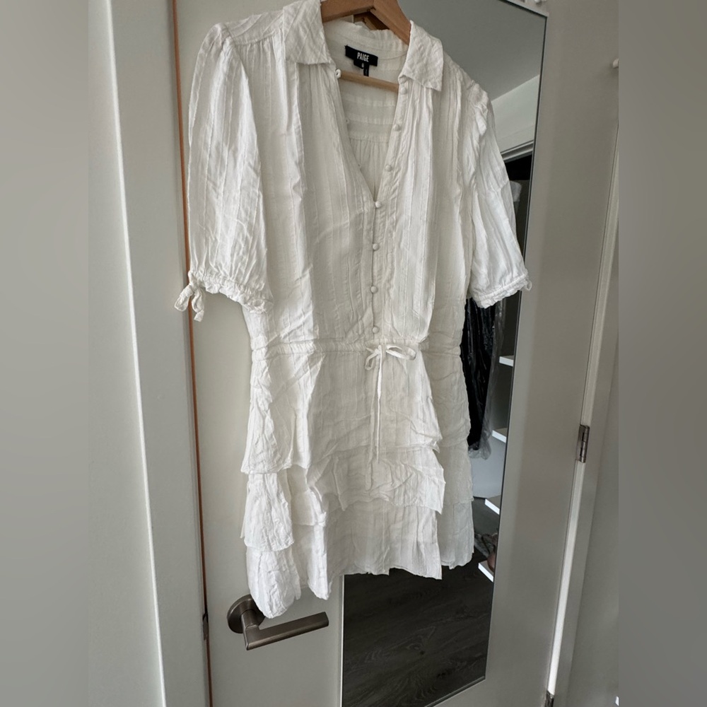 Paige tiered dress white with tie size small